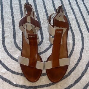 Fendi Women's Tan and Cream Sandals